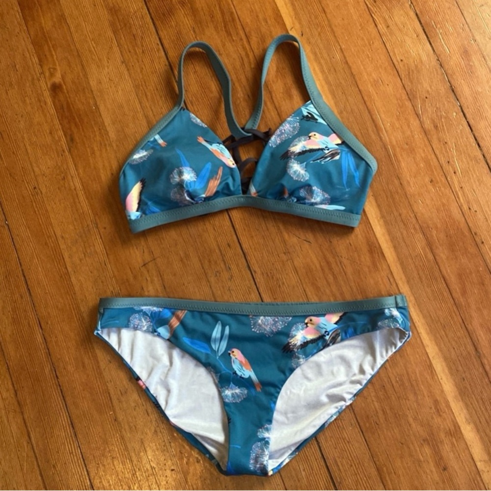 Patagonia Nanogrip Nireta Parrots Tasmania Teal Bikini Swim Set Size medium